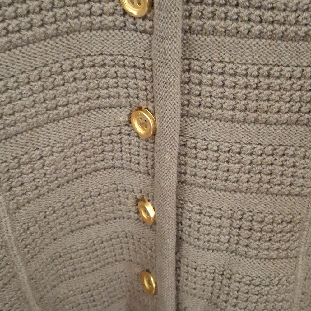 Sonia Rykiel Brown Taupe Textured Knit Button Cardigan_1 - Picture 4 of 7